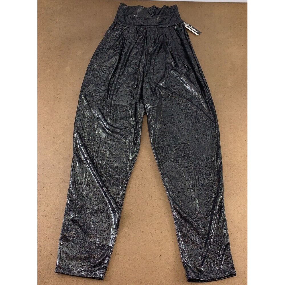 Body Wrappers Adult Size Small Black Sanded Metallic Dance Harem Pants 8541 NWT